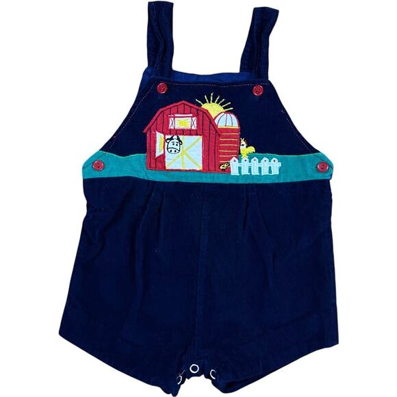 Baby Barnyard 90’s Embroidered Corduroy Shorttalls Overalls - Picture 1 of 4